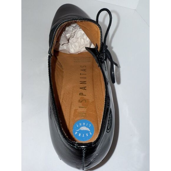 Hispanitas Extra Light Lace Up Shoes Black Leather Wedge Comfort Classic 40/9 - Picture 15 of 16